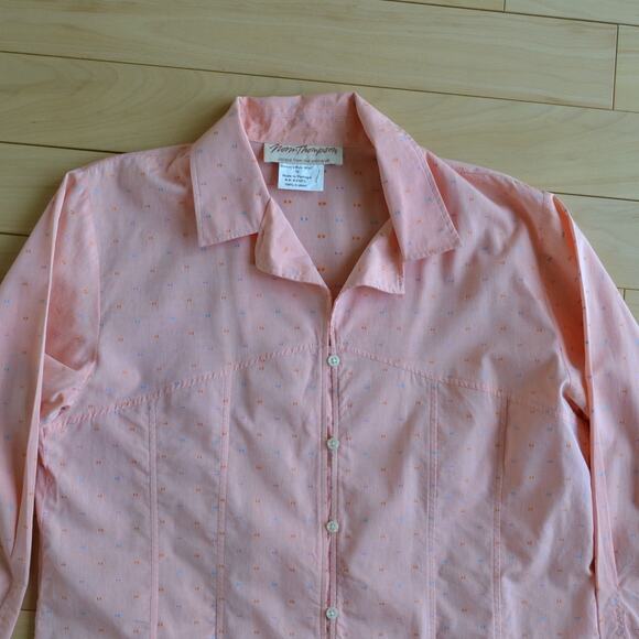 Vintage Norm Thompson Pink Button Down Shirt Size 10 - Picture 2 of 4